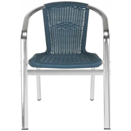 SAFAVIEH Wrangell Indoor-Outdoor Stacking Arm Chair- Teal - 28 x 22.8 x 22 in. FOX5207A-SET2
